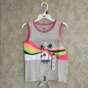 NWT Justice Kids' Gray and Pink Tropical Tank Top